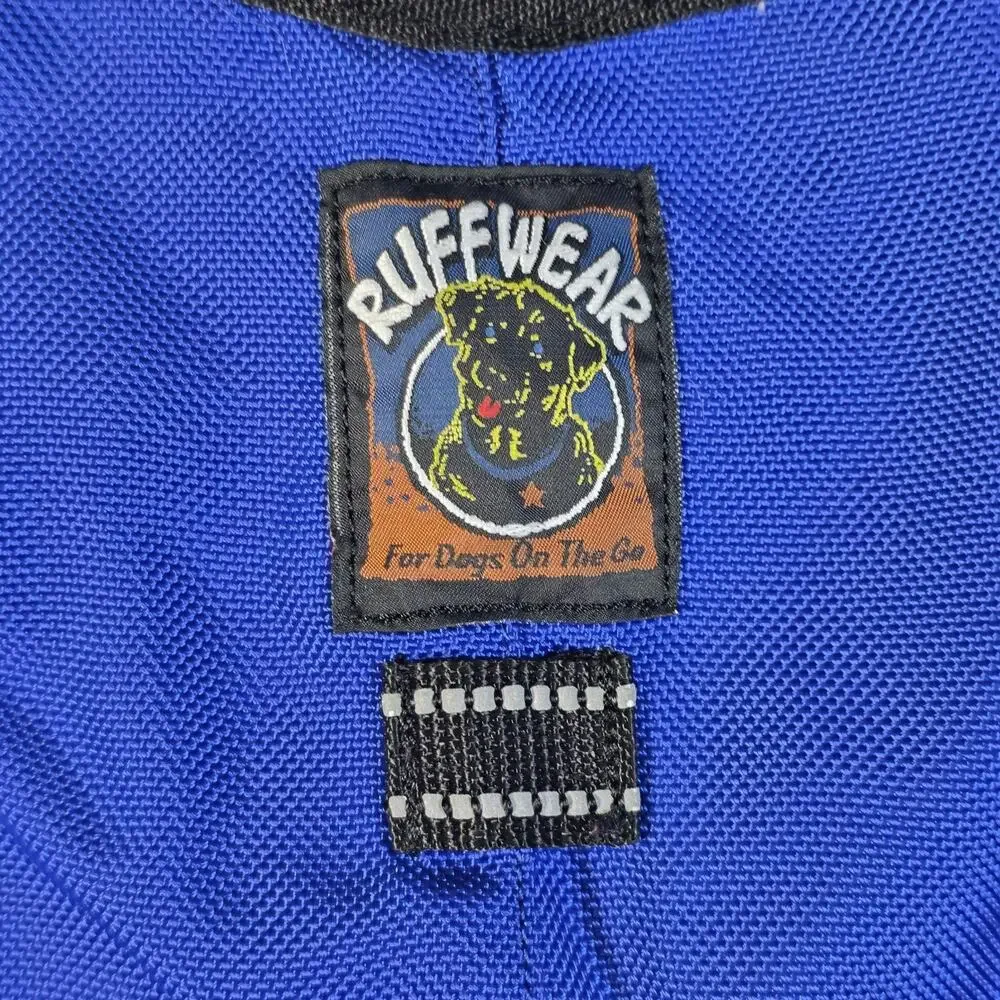 Vintage Ruff Wear Dog Coat Large Blue Black Reflective Outdoor Jacket Ruffwear